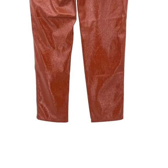Aritzia Wilfred Shirley Pant Vegan Patent Leather Rust Brown Size 4 - Picture 10 of 13